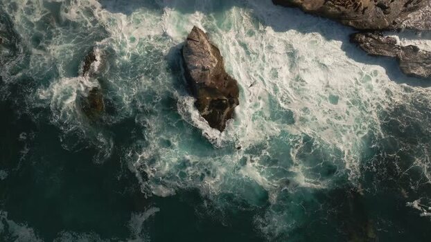 Aerial view of waves crashing at La Jolla Cove United States.