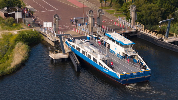 Velsen Noord Netherlands 20 June 2026 Aerial view of the Ferry Velsen Noord Electric Ferry emission free public transport. Velsen Noord Netherlands 20 June 2026 Aerial view of the Ferry Velsen Noord Electric Ferry emission free public transport.