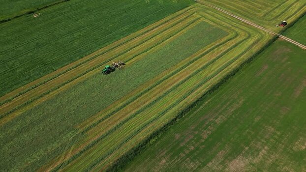 Aerial view of tractor in Stardalen Norway.