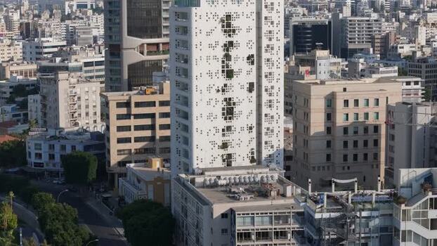 Aerial view of White Walls building in Nicosia Cyprus.