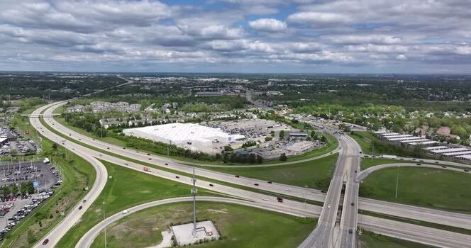 Aerial view of a highway interchange in Columbus United States. Aerial view of a highway interchange in Columbus United States.