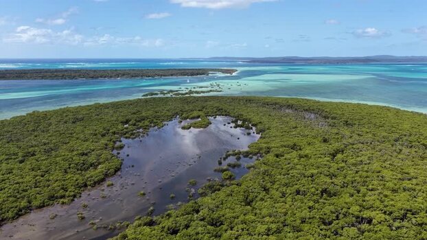 Aerial view of Moreton Island and Day s Gutter Australia.