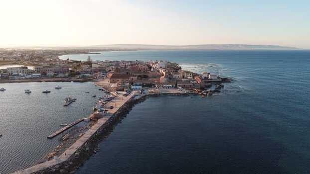Aerial view of the historic coastal village of Marzamemi Italy. Aerial view of the historic coastal village of Marzamemi Italy.