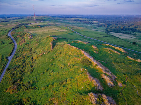 FRANCE. BRITTANY. FINISTERE 29 AERIAL VIEW OF ROC H TREVEZEL IN THE MONTS D ARREE AREA