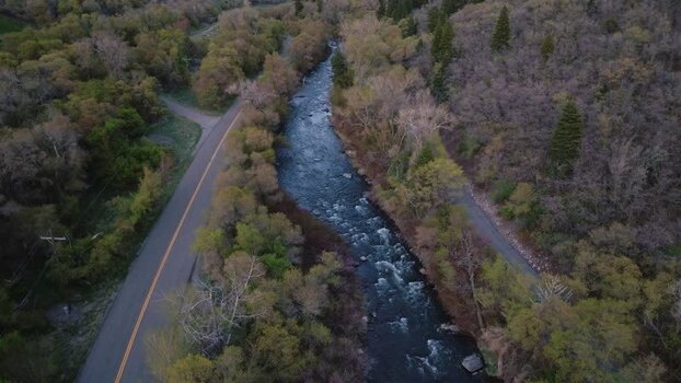 Aerial view of Provo River in Provo Canyon United States. Aerial view of Provo River in Provo Canyon United States.