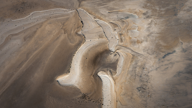 Aerial view of intricate sand patterns and coastal landscape in Denham Western Australia Australia. Aerial view of intricate sand patterns and coastal landscape in Denham Western Australia Australia.