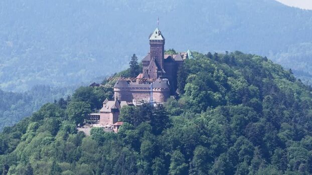 Aerial view of Haut Koenigsbourg Castle in Selestat France.