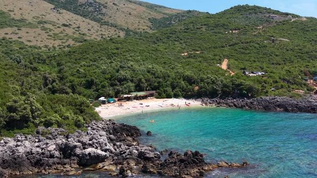 Aerial view of Aquarium Beach in Jala Albania.