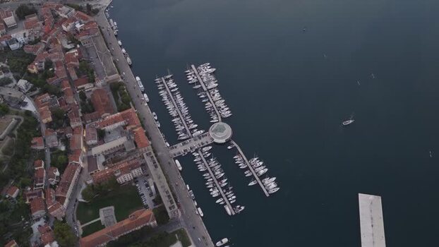 Aerial view of the marina and waterfront in Pula Croatia. Aerial view of the marina and waterfront in Pula Croatia.