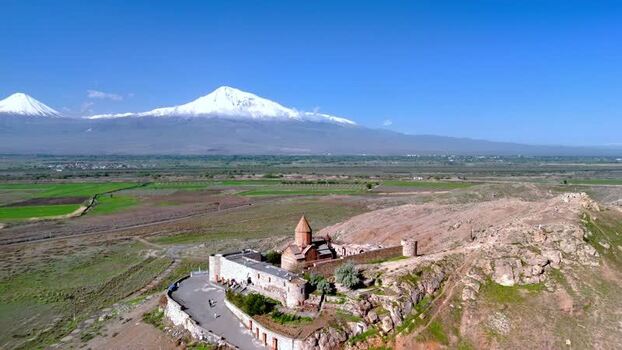 Aerial view of Khor Virap monastery and Mount Ararat Armenia. Aerial view of Khor Virap monastery and Mount Ararat Armenia.