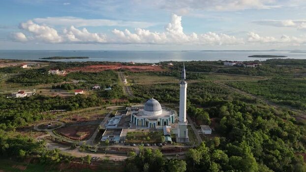 Aerial view of Masjid Raya Nur Ilahi Indonesia. Aerial view of Masjid Raya Nur Ilahi Indonesia.