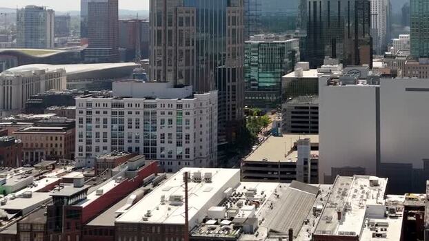 Aerial view of buildings and skyscrapers United States.