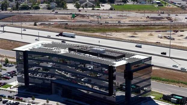 Aerial view of Weave building headquarters in Lehi United States.