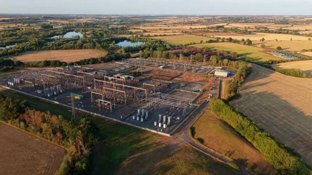 Aerial view of Grendon national grid station in United Kingdom. Aerial view of Grendon national grid station in United Kingdom.