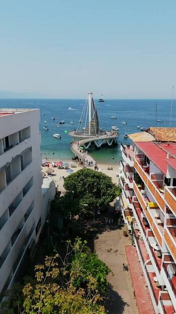 Aerial view of Los Muertos Pier Mexico.