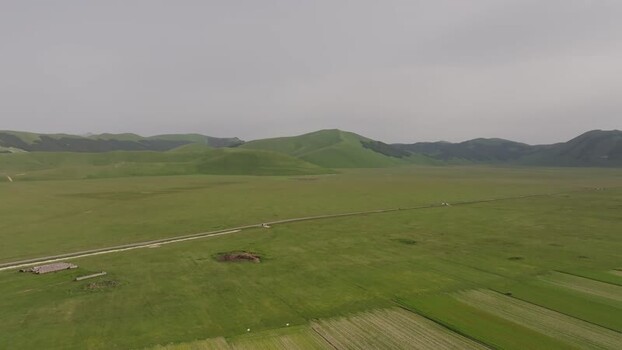 Aerial view of Piana di Castelluccio in Italy.
