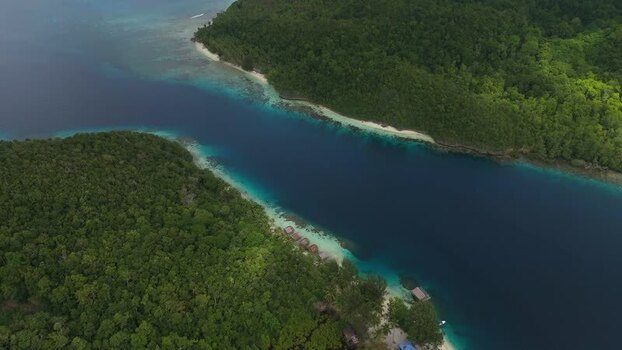 Aerial view of Raja Ampat Regency Indonesia.