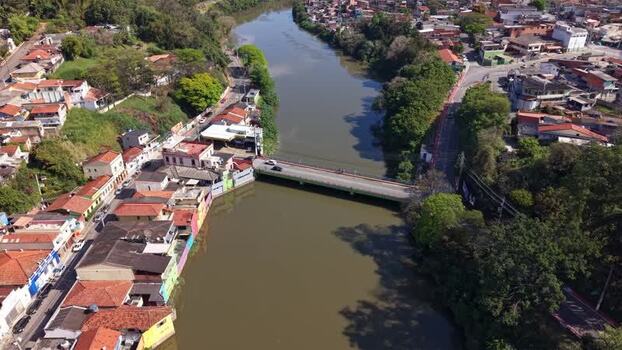 Aerial view of Pirapora do Bom Jesus bridge Brazil.