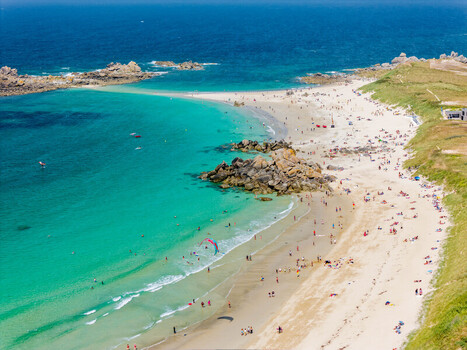 FRANCE. BRITTANY. FINISTERE 29 AERIAL VIEW OF PLAGE DES AMIETS AMIETS BEACH CLEDER