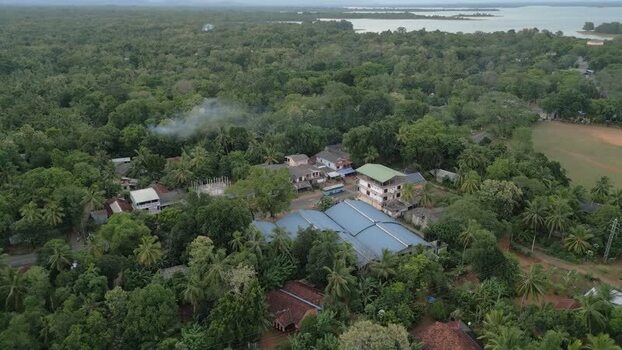 Aerial view of rural landscape in Sri Lanka.
