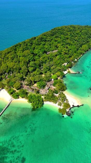 Aerial view of the tropical island of Ko Mak Thailand.