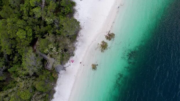 Aerial view of Lake Mckenzie Boorangoora Australia.