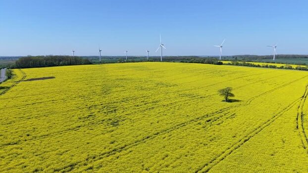Aerial view of New Albion Wind Farm and fields United Kingdom. Aerial view of New Albion Wind Farm and fields United Kingdom.