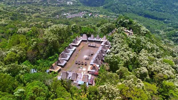 Aerial view of Tololela Traditional Village in the jungle Indonesia. Aerial view of Tololela Traditional Village in the jungle Indonesia.