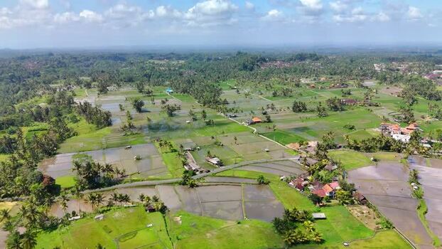 Aerial view of Banjar mancingan Rice trekking and tropical fields Indonesia. Aerial view of Banjar mancingan Rice trekking and tropical fields Indonesia.