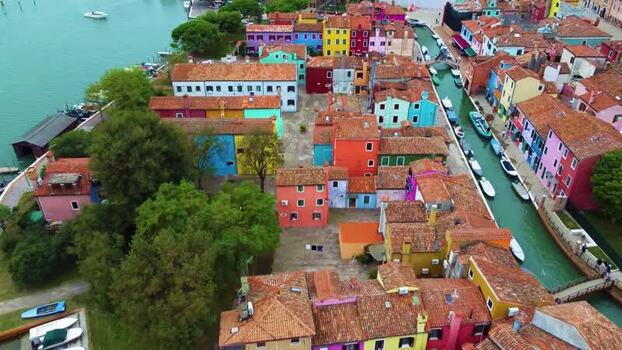Aerial view of Burano island in Venice Italy. Aerial view of Burano island in Venice Italy.