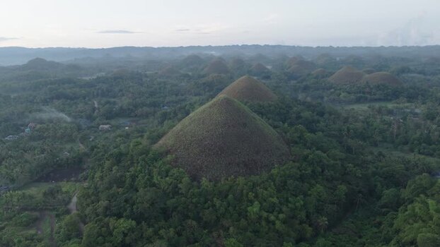 Aerial view of the Chocolate Hills in Batuan Philippines.