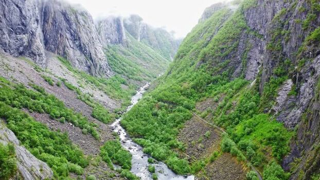 Aerial view of Hardangervidda valley and river Norway. Aerial view of Hardangervidda valley and river Norway.