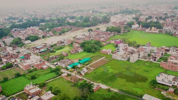 Aerial view of residential areas in Lucknow India.