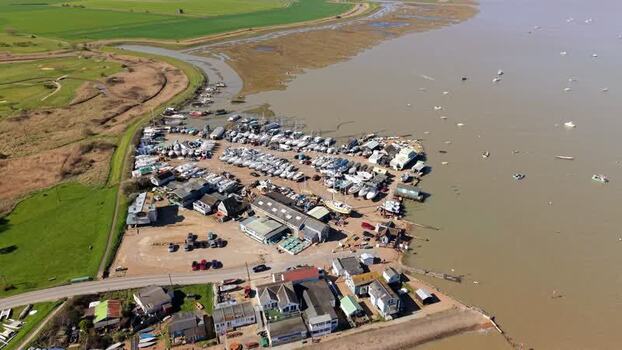 Aerial view of Felixstowe crossing to Bawdsey United Kingdom.