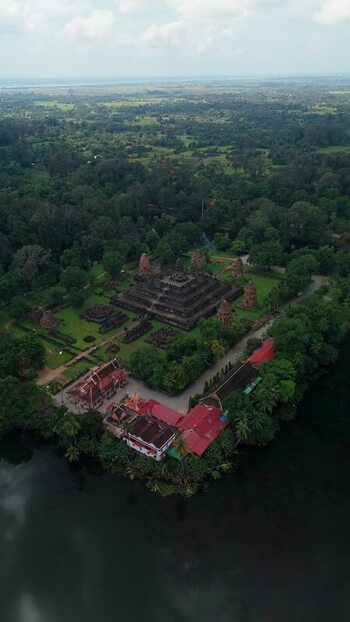 Aerial view of West Mebon temple complex in Cambodia. Aerial view of West Mebon temple complex in Cambodia.