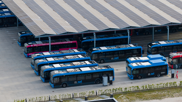 Purmerend Netherlands 15 June 2026 Aerial view of Electric Public Transport Charging Hub in Purmerend Purmerend Netherlands 15 June 2026 Aerial view of Electric Public Transport Charging Hub in Purmerend