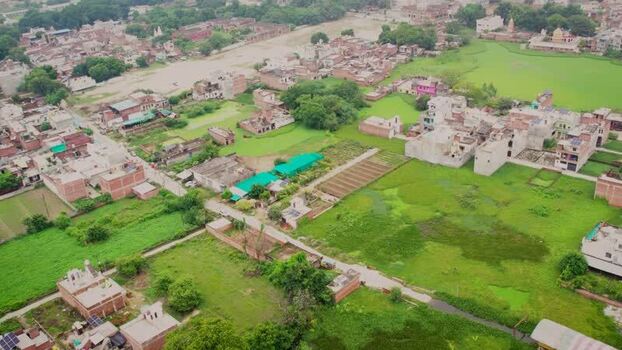 Aerial view of solar scheme in Lucknow India.
