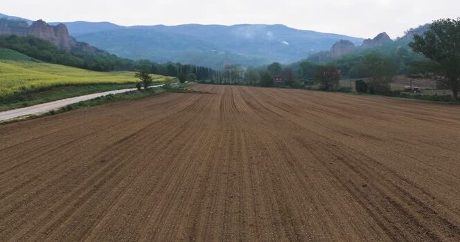 Aerial view of Balze del Valdarno and plowed fields Italy. Aerial view of Balze del Valdarno and plowed fields Italy.