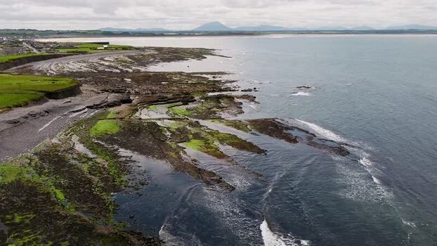 Aerial view of Storm Beach coastline in Carrownedin Ireland.