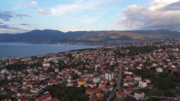 Aerial view of Rijeka coastal cityscape Croatia.