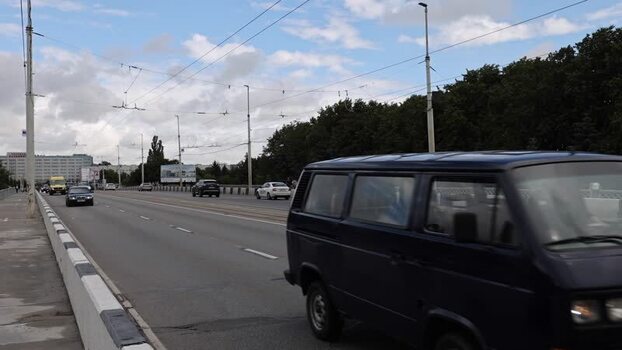 View of a busy road in Kaliningrad Russia.