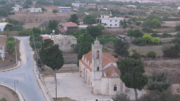Aerial view of historic church in Famagusta Northern Cyprus.