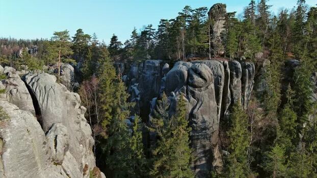 Aerial view of Adrspach Teplice Rocks in Czechia.