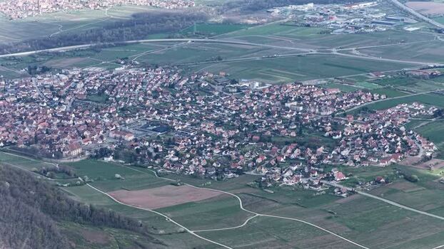 Aerial view of Kintzheim village France.