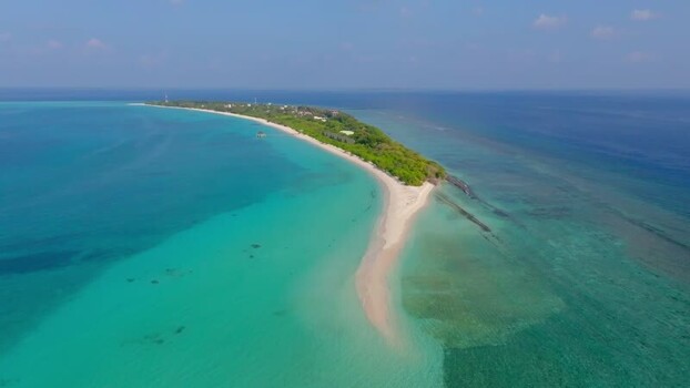 Aerial view of Vashafaru island Maldives.
