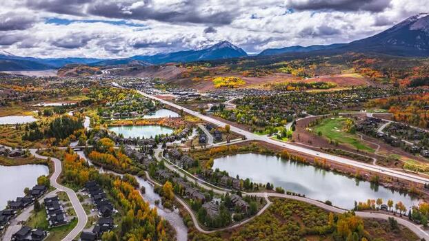 Aerial view of Silverthorne Colorado United States.