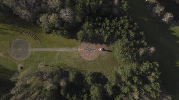 Aerial view of The Geographical Centre Of Europe Lithuania.