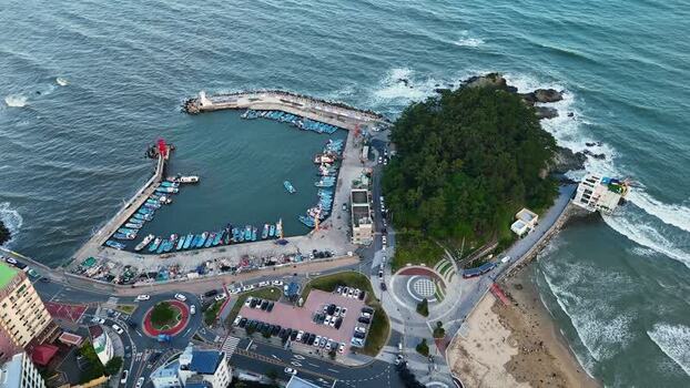 Aerial view of Songjeong dong fishing port in Busan South Korea. Aerial view of Songjeong dong fishing port in Busan South Korea.