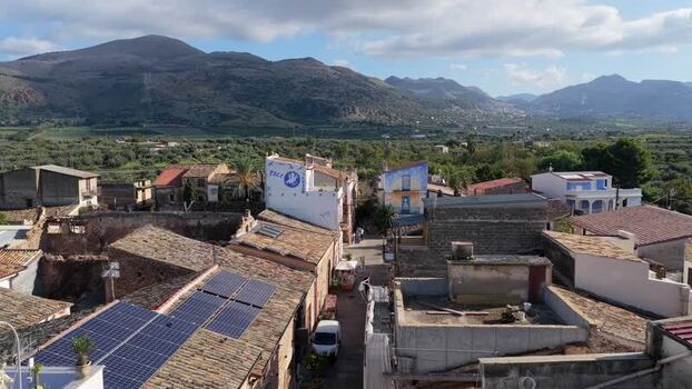 Aerial view of Borgo Parrini village in Sicily Italy.