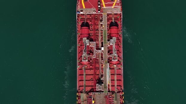 Aerial view of a large ship in the water Portugal.